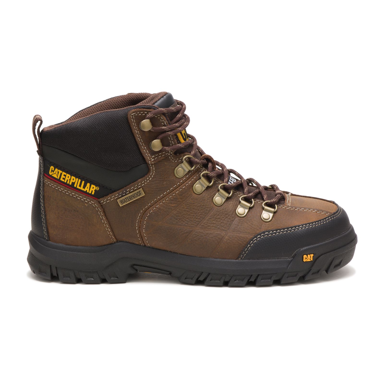 Caterpillar Threshold Waterproof Steel Toe - Mens Work Boots - Brown - NZ (436DZXQVY)